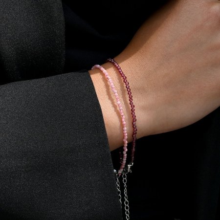 Náramek s pravými garnet kameny 43055.3 ocel