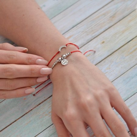 Kabbalah náramek se stříbrným měsícem 13044.3 red