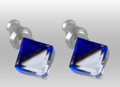 Náušnice so Swarovski Elements kocka Bermuda Blue 8 mm