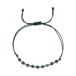 Textilný náramok zelený s korálkami z malachitu 13059.3 malachite