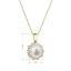 Zlatý 14 karátový náhrdelník kytička s bílou říční perlou a brilianty 92PB00036
