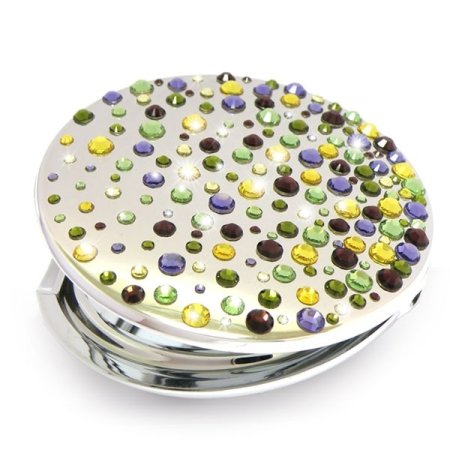 Kosmetické kapesní zrcátko se Swarovski Elements Corals IV Mix Zeleno - Žluté