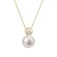 Zlatý 14 karátový náhrdelník s bílou říční perlou a briliantem 92PB00045