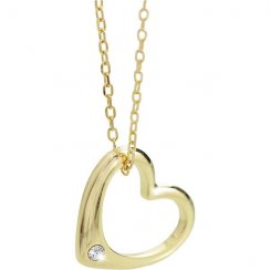 Strieborný náhrdelník zlaté srdce so Swarovski Elements Krystal