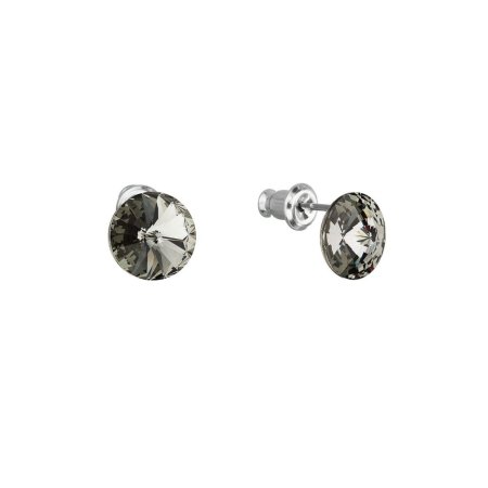 Náušnice bižutérie s krištáľmi Preciosa sivé okrúhle 51037.3 Black diamond