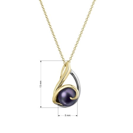 Zlatý 14 karátový náhrdelník žlté zlato s čiernou riečnou perlou 92P00030 black
