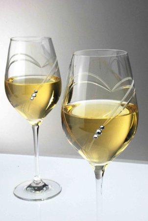 Poháre na biele víno so Swarovski Elements Hearts 360ml