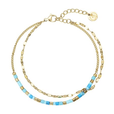 Náramek ocelový s modrým tyrkysem 43101.3