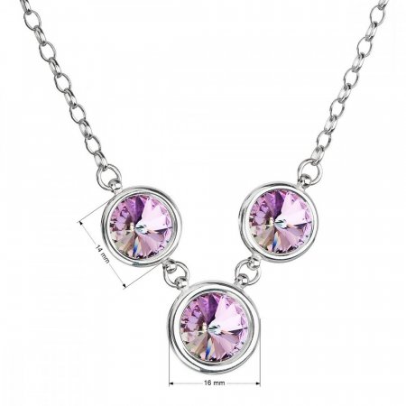 Strieborný náhrdelník so Swarovski kryštálmi fialový guľatý 32033.5 vitrail light
