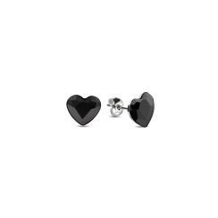 Náušnice čierne so Swarovski Elements Heart K2808J Jet