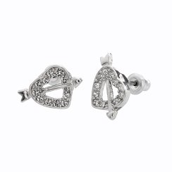 Náušnice čiré se Swarovski Elements Srdíčko Krystal