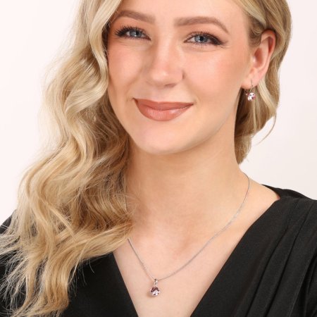 Sada šperkov s kryštálmi Swarovski náušnice, retiazka a prívesok ružové okrúhle 39140.3 Light Rose