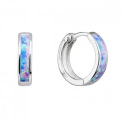 Stříbrné náušnice kruhy se syntetickým opálem duhové 11402.3 Rainbow s. Opal