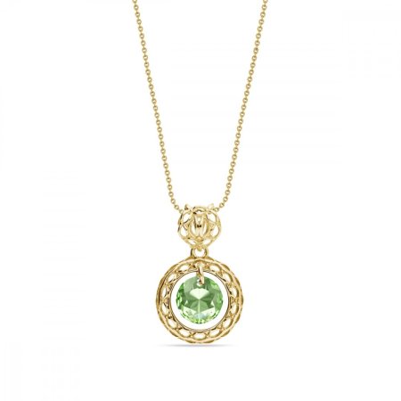 Náhrdelník zelený sa Swarovski Elements Circle Ajour Gold NAG64308PE Peridot