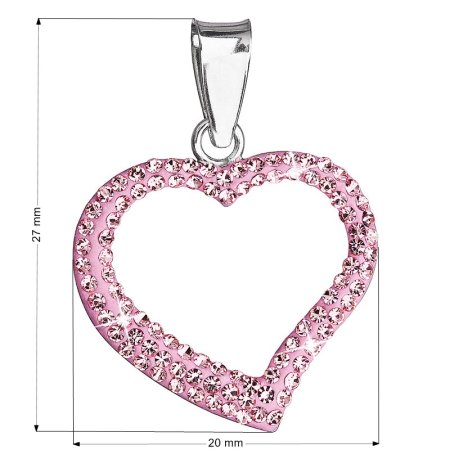 Strieborný prívesok s kryštálmi Swarovski ružové srdce 34093.3 Rose