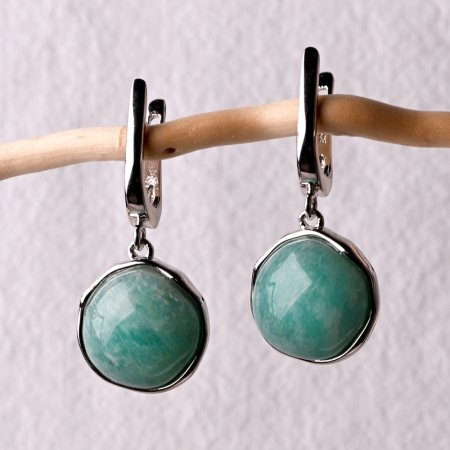 Strieborné visiace náušnice s pravým amazonitom 11735.3