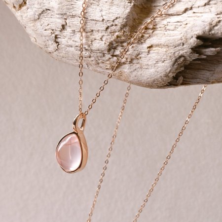 Pozlacený náhrdelník s pravým růženínem 12156.3 rose gold