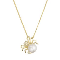 Pozlátený náhrdelník pavúčik s riečnou perlou 22054.1