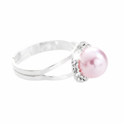 Strieborný prsteň so Swarovski Elements perla Rose