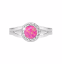 Strieborný prsteň s okrúhlym opálom a kryštálmi Swarovski Light Fuchsia malý
