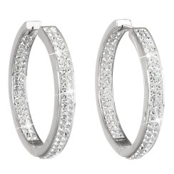 Stříbrné náušnice kruhy s krystaly Swarovski bílý kruh 31122.1 Krystal