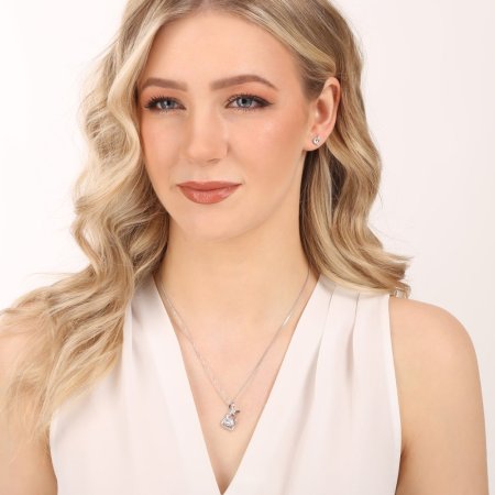 Stříbrný náhrdelník se Swarovski krystaly srdce bílé 32071.1 Krystal