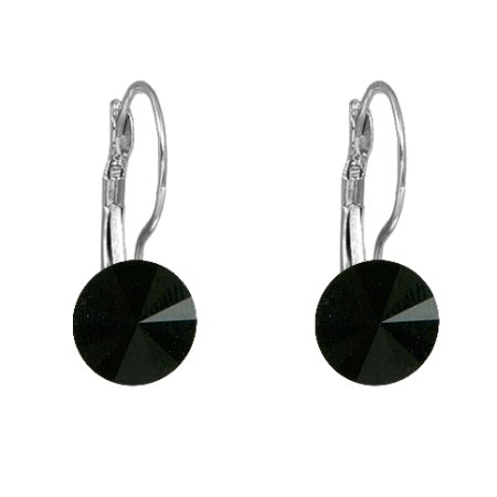 Náušnice černé Rivoli se Swarovski Elements visací Jet 8 mm