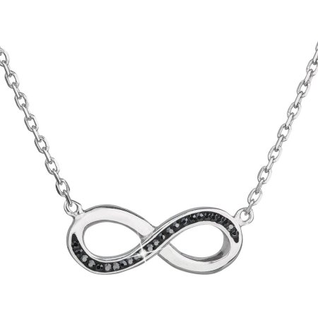 Strieborný náhrdelník s kryštálmi Swarovski čierne infinity, nekonečno 32023.5 Hematite