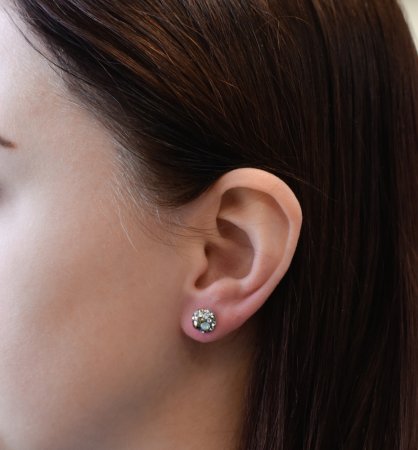 Stříbrné náušnice pecka s krystaly Swarovski mix barev kulaté 31336.4 Chameleon