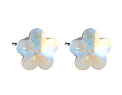 Náušnice se Swarovski Elements květinka AB 10 mm