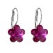 Náušnice so Swarovski Elements kvetinka tmavo ružová Fuchsia 10 mm