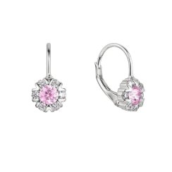Strieborné náušnice detské okrúhle so zirkónmi 11474.3 Rose