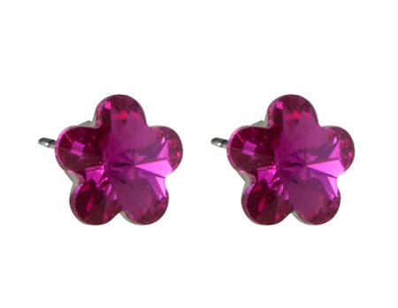 Náušnice se Swarovski Elements květinka Fuchsia 10 mm