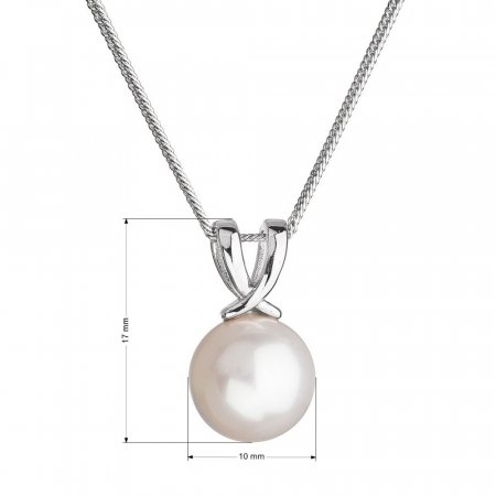 Stříbrný náhrdelník s kulatou říční perlou bílý 22032.1