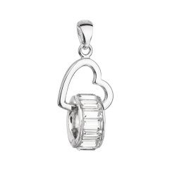 Stříbrný přívěsek s krystaly Swarovski bílé srdce 34240.1 Krystal