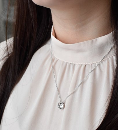 Strieborný náhrdelník s kryštálom Swarovski biely okrúhly 32069.1 Krystal