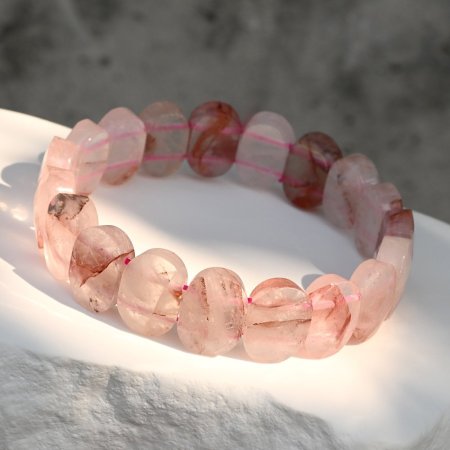 Náramek s minerálními kameny růženín tmavý 43057.3