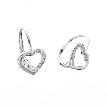 Stříbrné náušnice srdce 11603.1