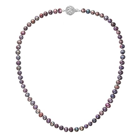 Perlový náhrdelník z říčních perel se zapínáním z bílého 14 karátového zlata 822001.3/9264B dk.peacock
