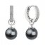 Stříbrné visací náušnice kroužky s šedou perlou 31298.3 Dark Grey