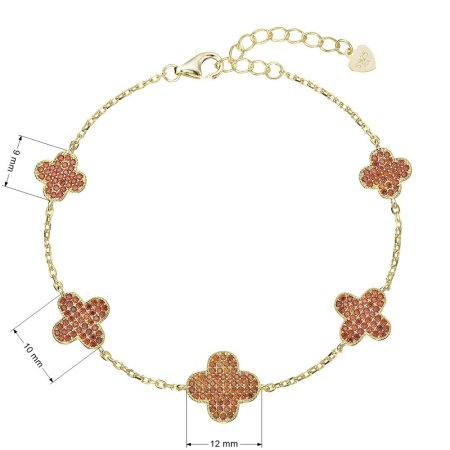 Pozlátený náramok so štvorlístkami 13108.3 oranžový