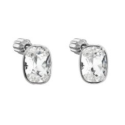 Stříbrné náušnice pecka s krystaly Swarovski bílý obdélník 31279.1 Krystal