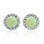 Stříbrné náušnice pecky se světle zeleným opálem a krystaly Swarovski Elements Chrysolite Opal