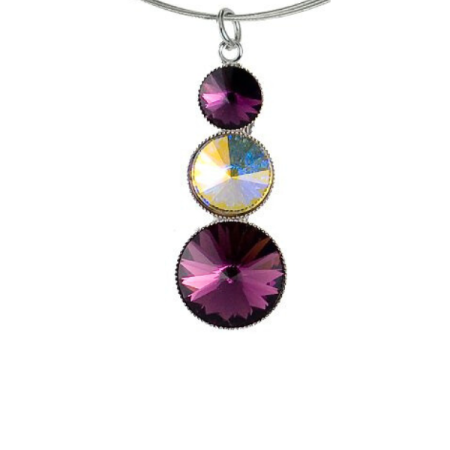 Prívesok Rivoli so Swarovski Elements s tromi krištáľmi Amethyst