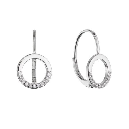 Strieborné náušnice okrúhle so zirkónmi 11700.1 crystal