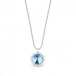 Stříbrný náhrdelník modrý se Swarovski Elements Birthday Stone NB1122SS29AQ Aqua