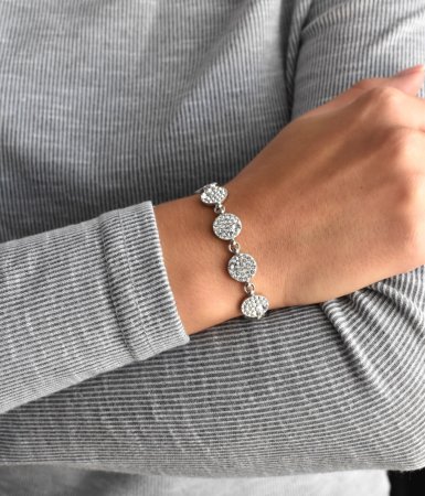 Stříbrný náramek se Swarovski krystaly bílý 33048.1 Krystal