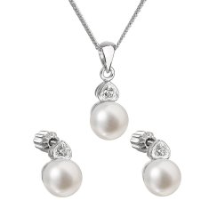 Perlová súprava vrátane retiazky z riečnych perál biela 29001.1