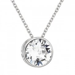 Strieborný náhrdelník s kryštálom Swarovski biely okrúhly 32069.1 Krystal