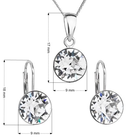 Sada šperků s krystaly Swarovski náušnice a přívěsek bílé kulaté 39140.1 Krystal